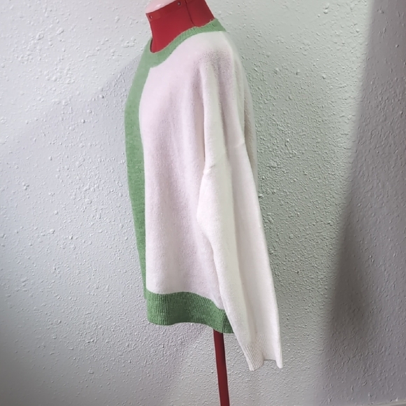 Anthropologie Saturday Sunday Green White Colorblock Sweater, Women's Large - Picture 6 of 8